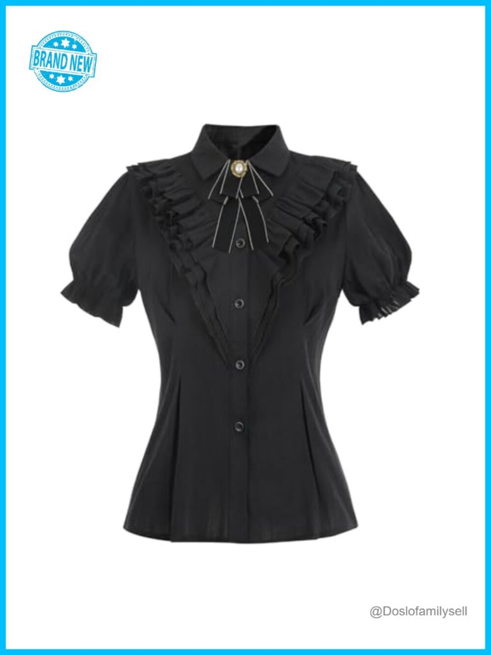 Victorian Ruffle Blouse Short Sleeve Edwardian Renaissance Top